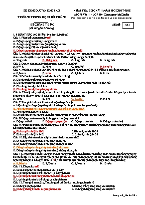 4 Đề kiểm tra học kỳ II môn Vật lý Lớp 10 (Chương trình chuẩn) - Năm học 2017-2018